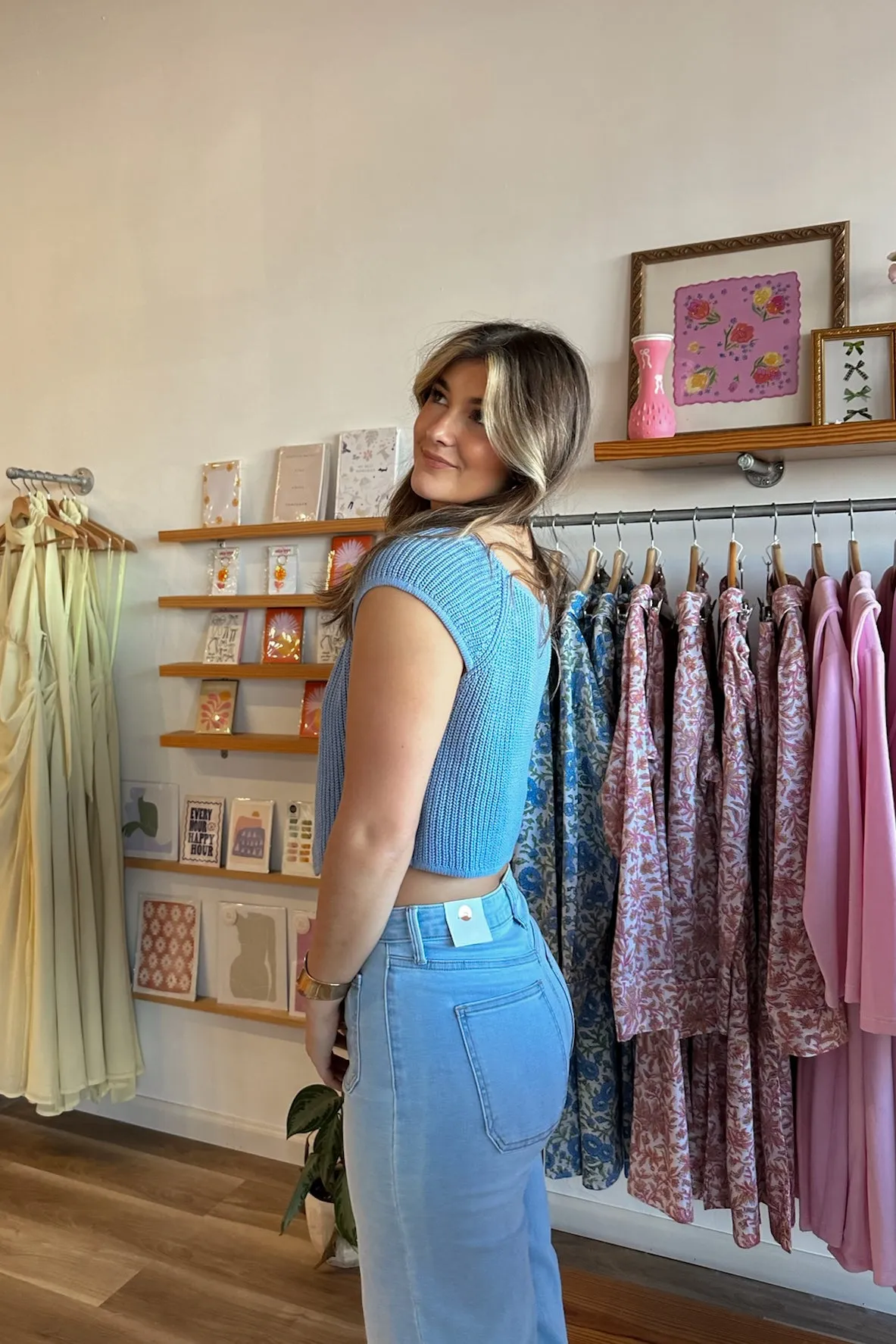 Serena Open Front Top in Blue