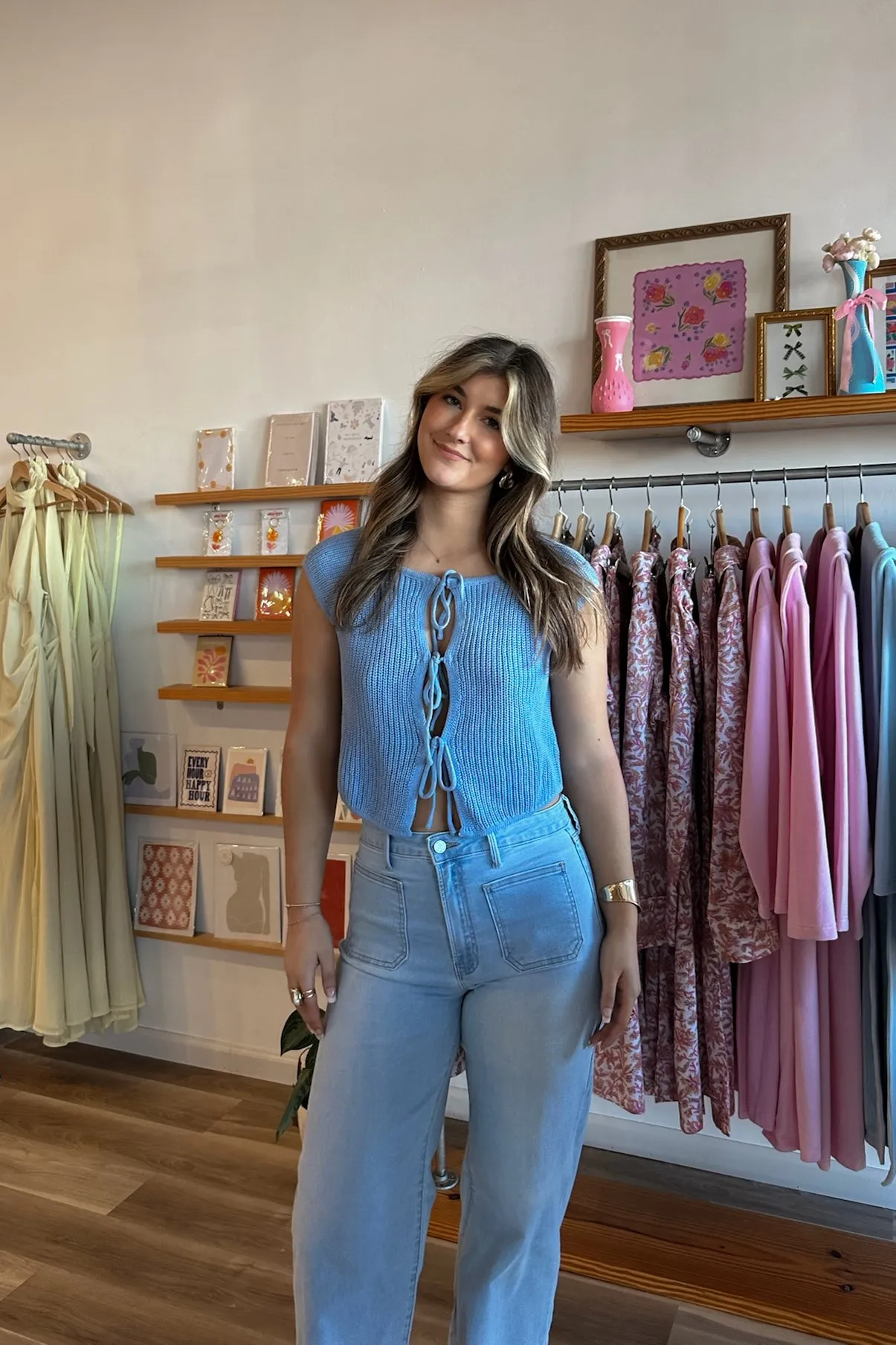 Serena Open Front Top in Blue