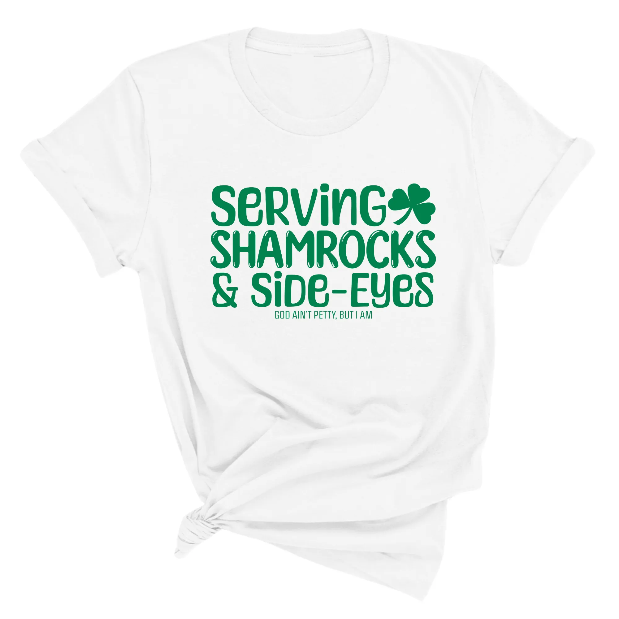 Serving Shamrocks and Side-Eyes Unisex Tee (Green)