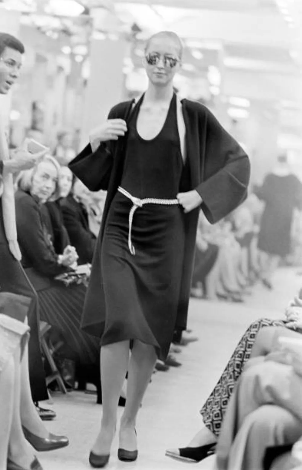 Sexiest 1974 Halston Couture Deep Green Silk Jersey Backless Dress w Front Plunge & Long Ties