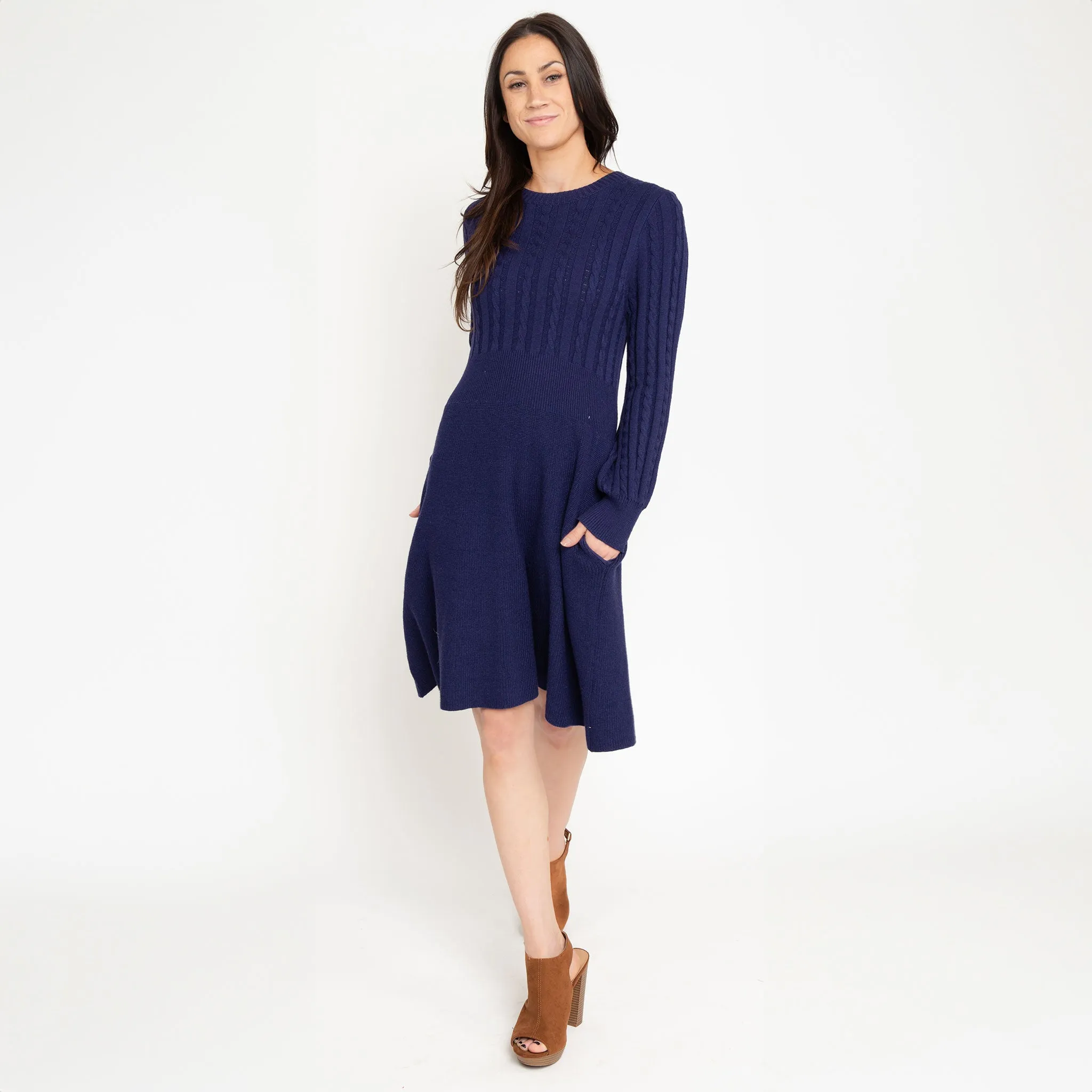 Sheena Cable Knit Sweater Dress