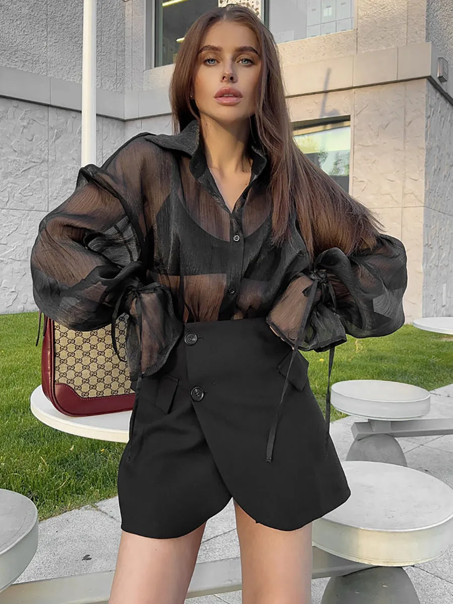 Sheer Button Up Top