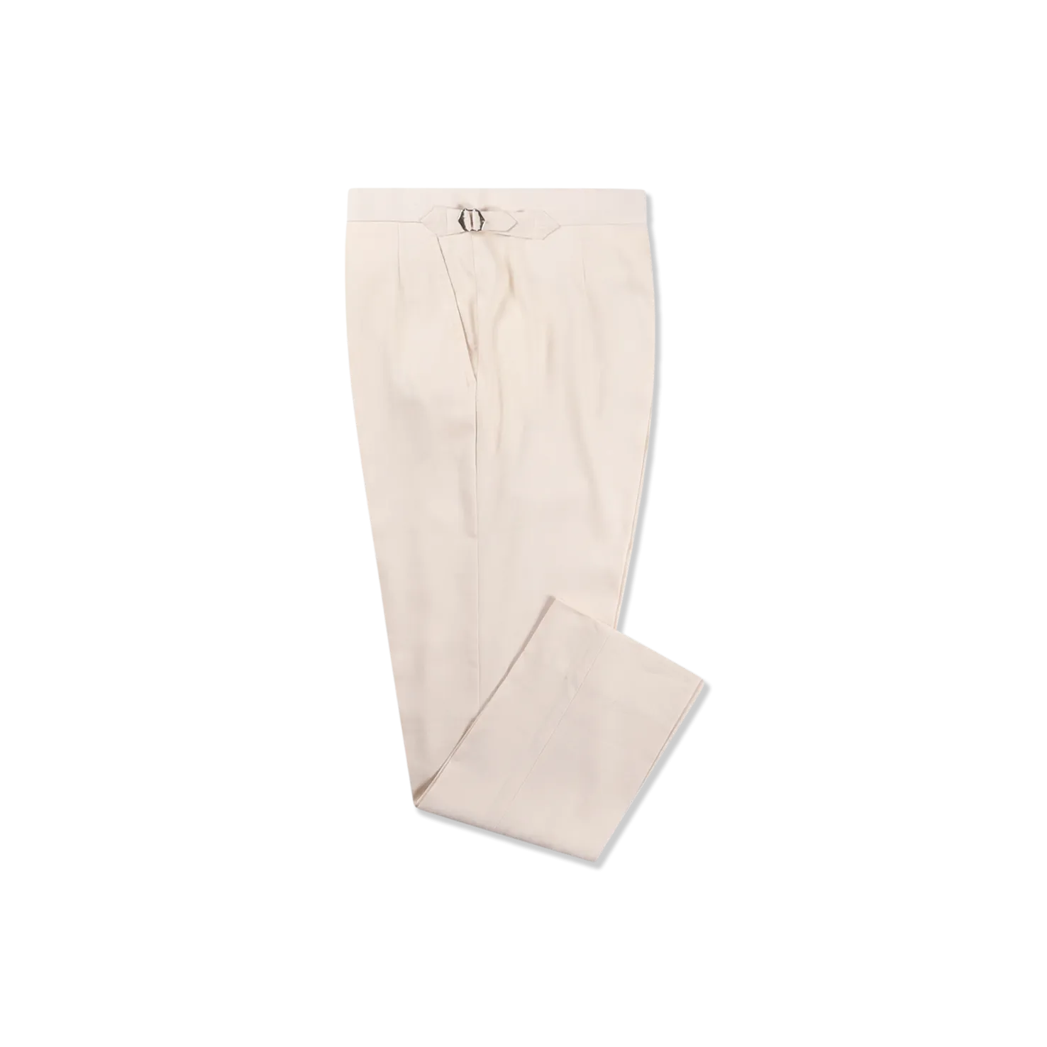 Single Breasted Peak Lapel Suit in Cream Wool Linen