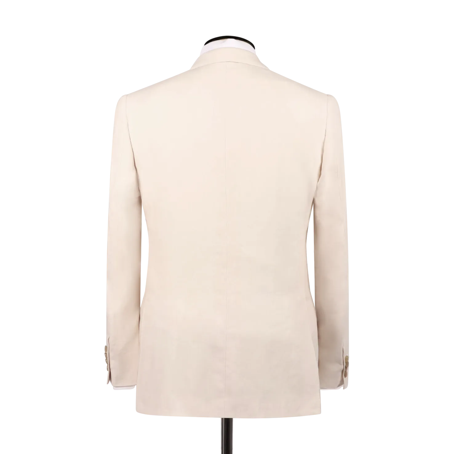 Single Breasted Peak Lapel Suit in Cream Wool Linen