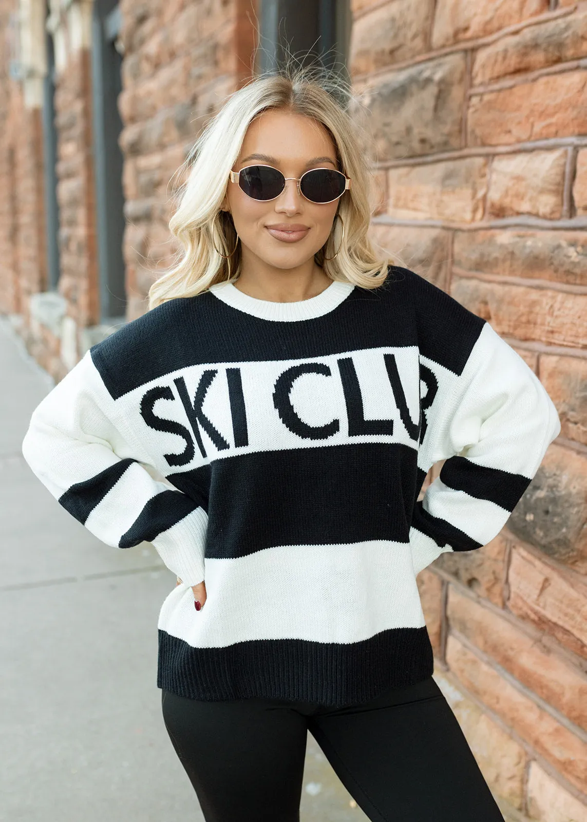 Ski Club Black & White Sweater