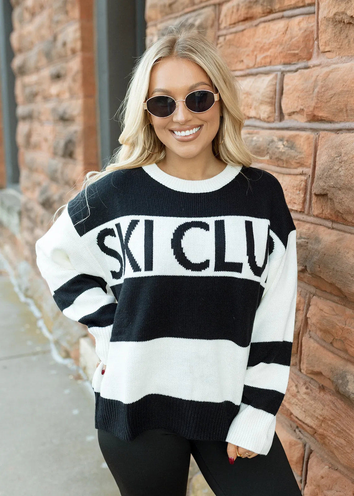 Ski Club Black & White Sweater