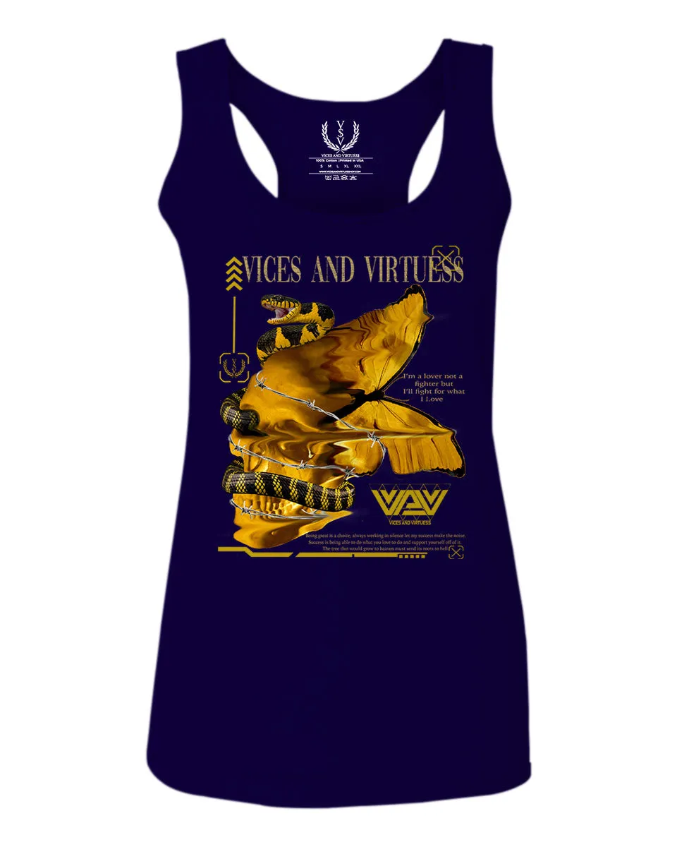 Skull and Snake Tatoo Cyberpunk Aesthetic Graphic Lcd Psychedelic  women's Tank Top sleeveless Racerback