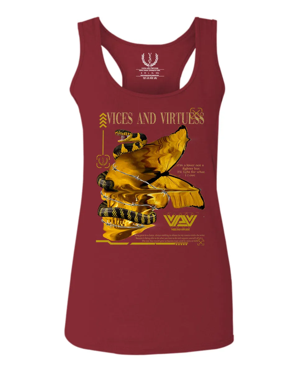 Skull and Snake Tatoo Cyberpunk Aesthetic Graphic Lcd Psychedelic  women's Tank Top sleeveless Racerback