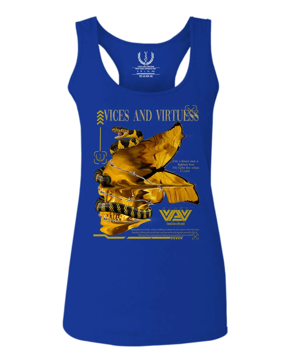 Skull and Snake Tatoo Cyberpunk Aesthetic Graphic Lcd Psychedelic  women's Tank Top sleeveless Racerback