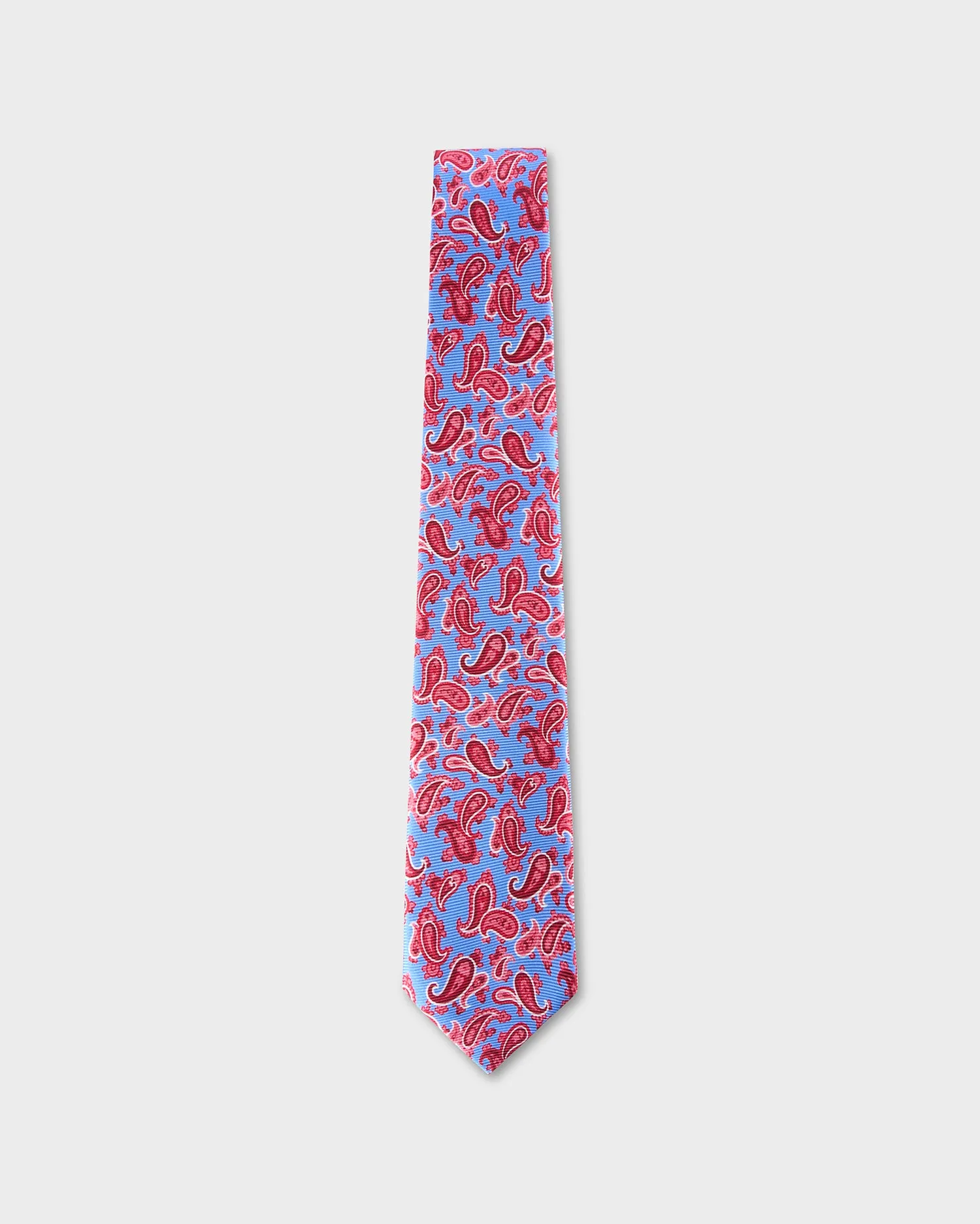 Sky Blue And Pink Paisley Tie