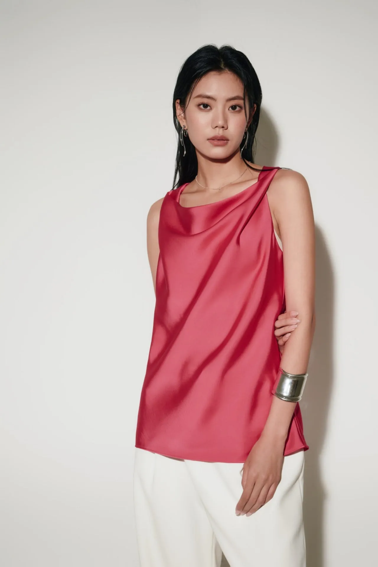 Sleeveless Cowl Neck Blouse