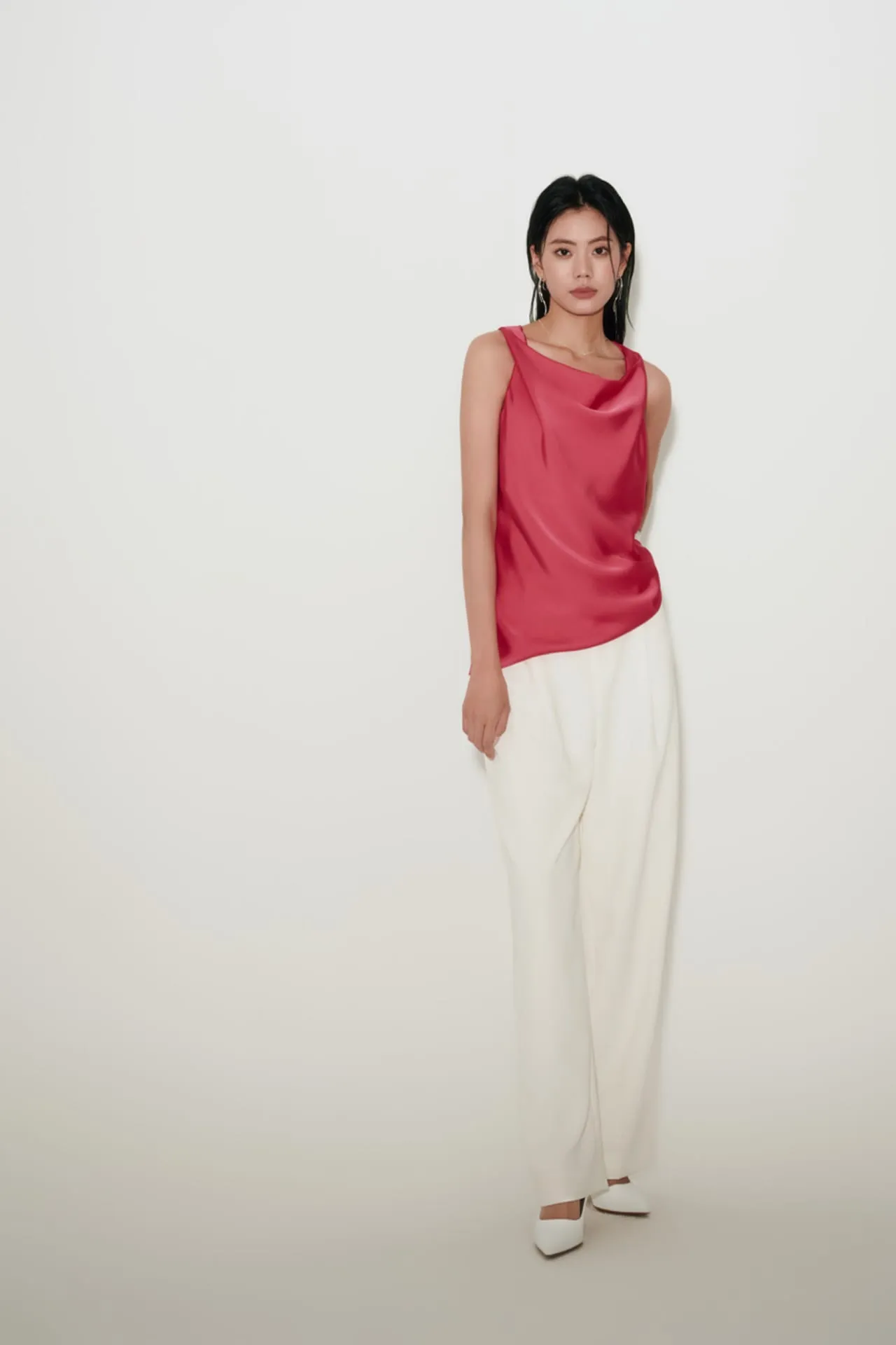 Sleeveless Cowl Neck Blouse
