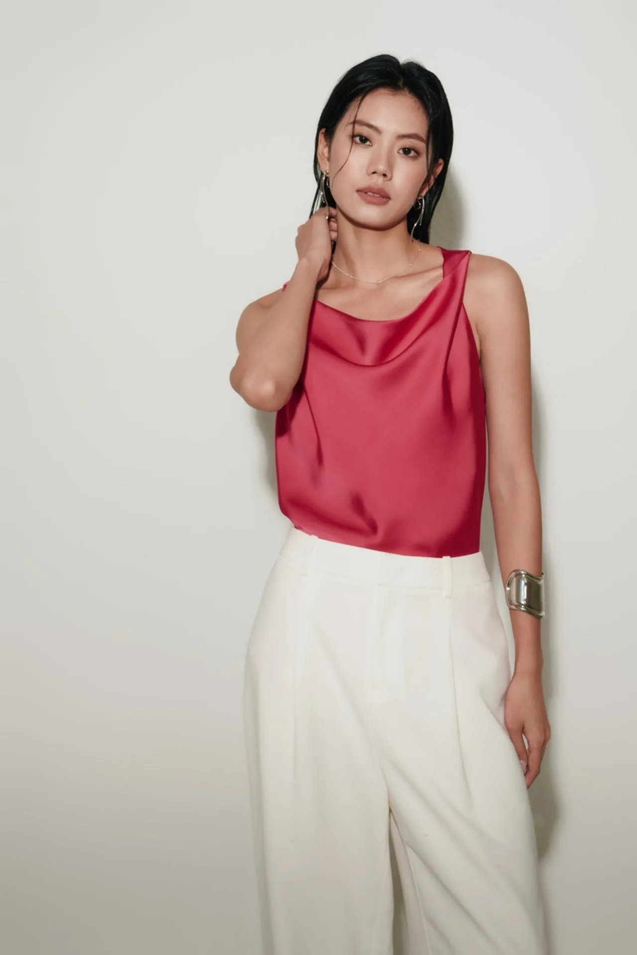 Sleeveless Cowl Neck Blouse
