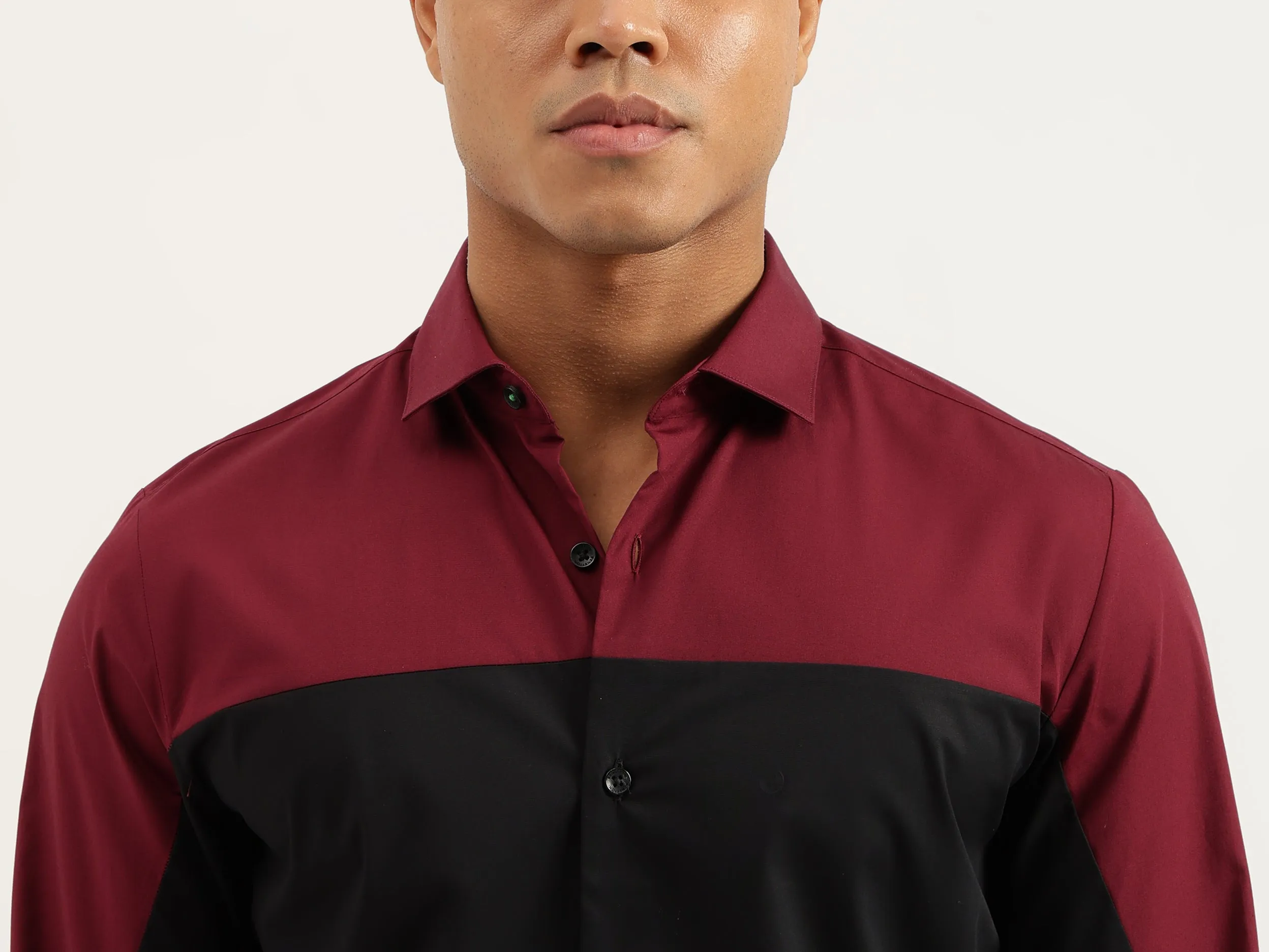 Slim Fit Cut Away Colorblock Shirts