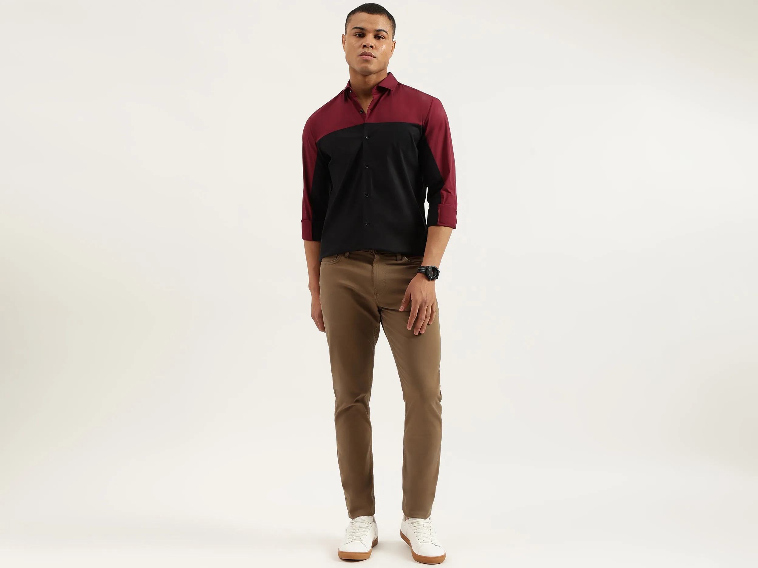 Slim Fit Cut Away Colorblock Shirts