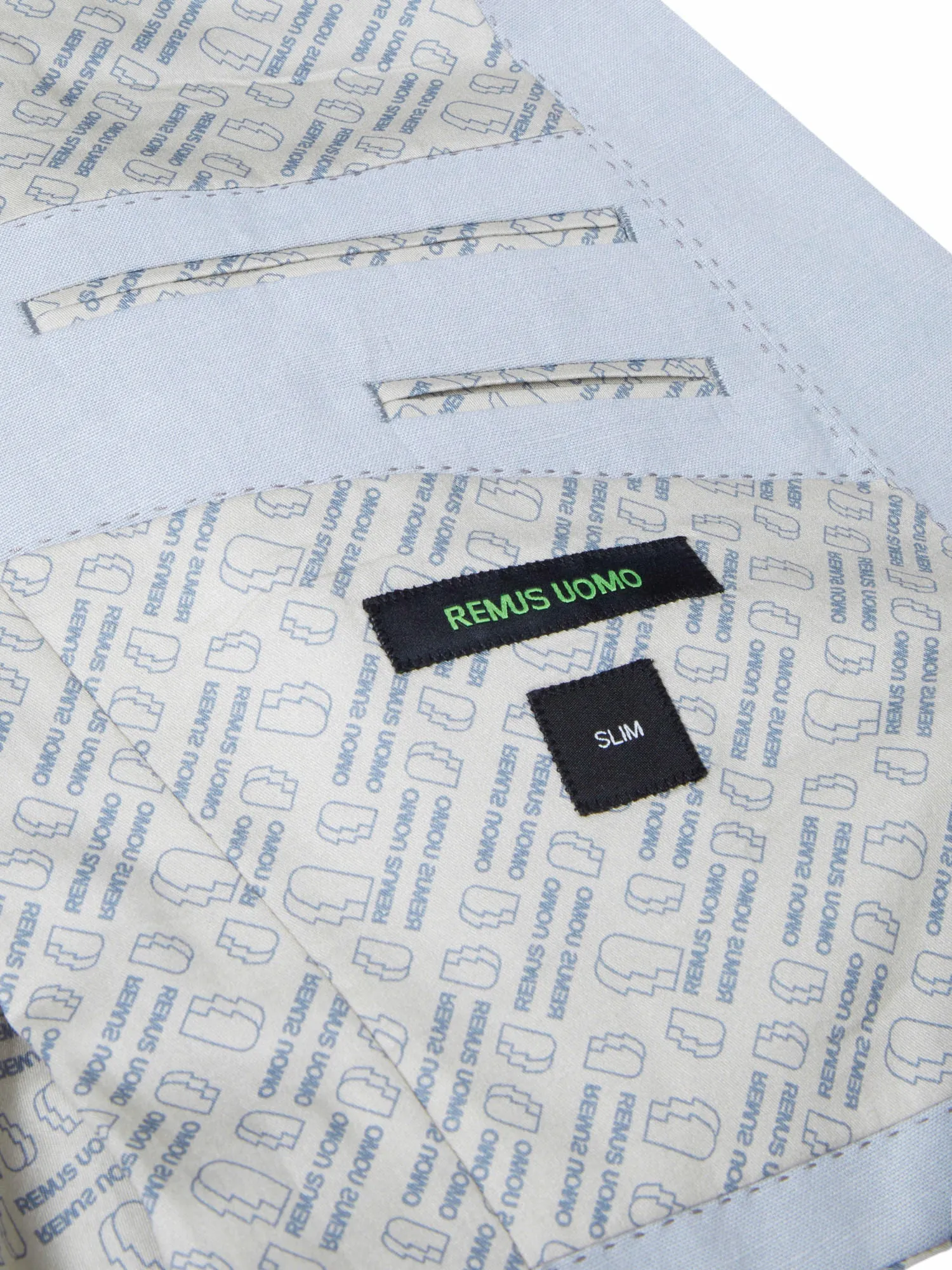 Slim Fit Linen-Blend Suit Jacket - Light Blue