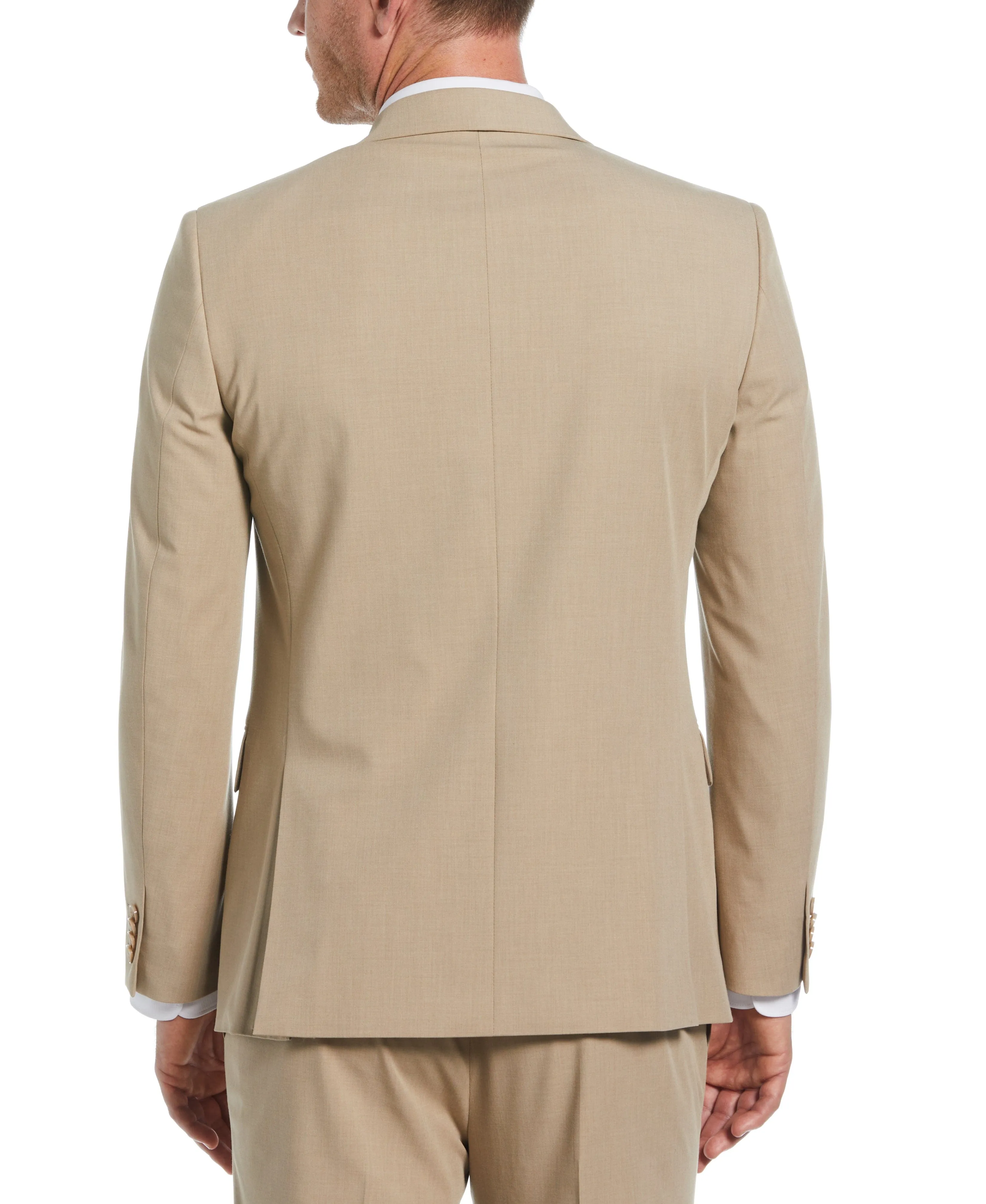 Slim Fit Tan Double Breasted Peak Lapel Suit