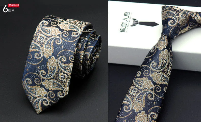 slim men ties designers fashion narrow necktie cravatta 6 cm gravatas