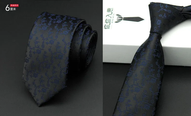 slim men ties designers fashion narrow necktie cravatta 6 cm gravatas