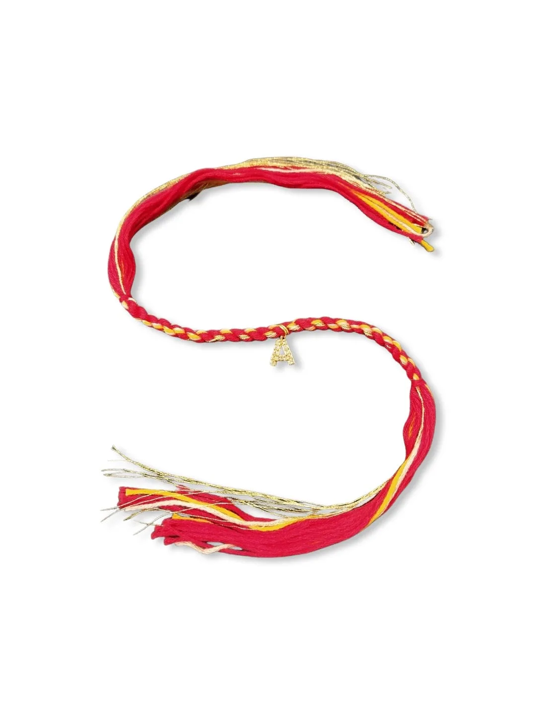 Small Letter Name Rakhi Designs Personalized Alphabet AD Gold Plated Customized Pendant Raksha Bandhan