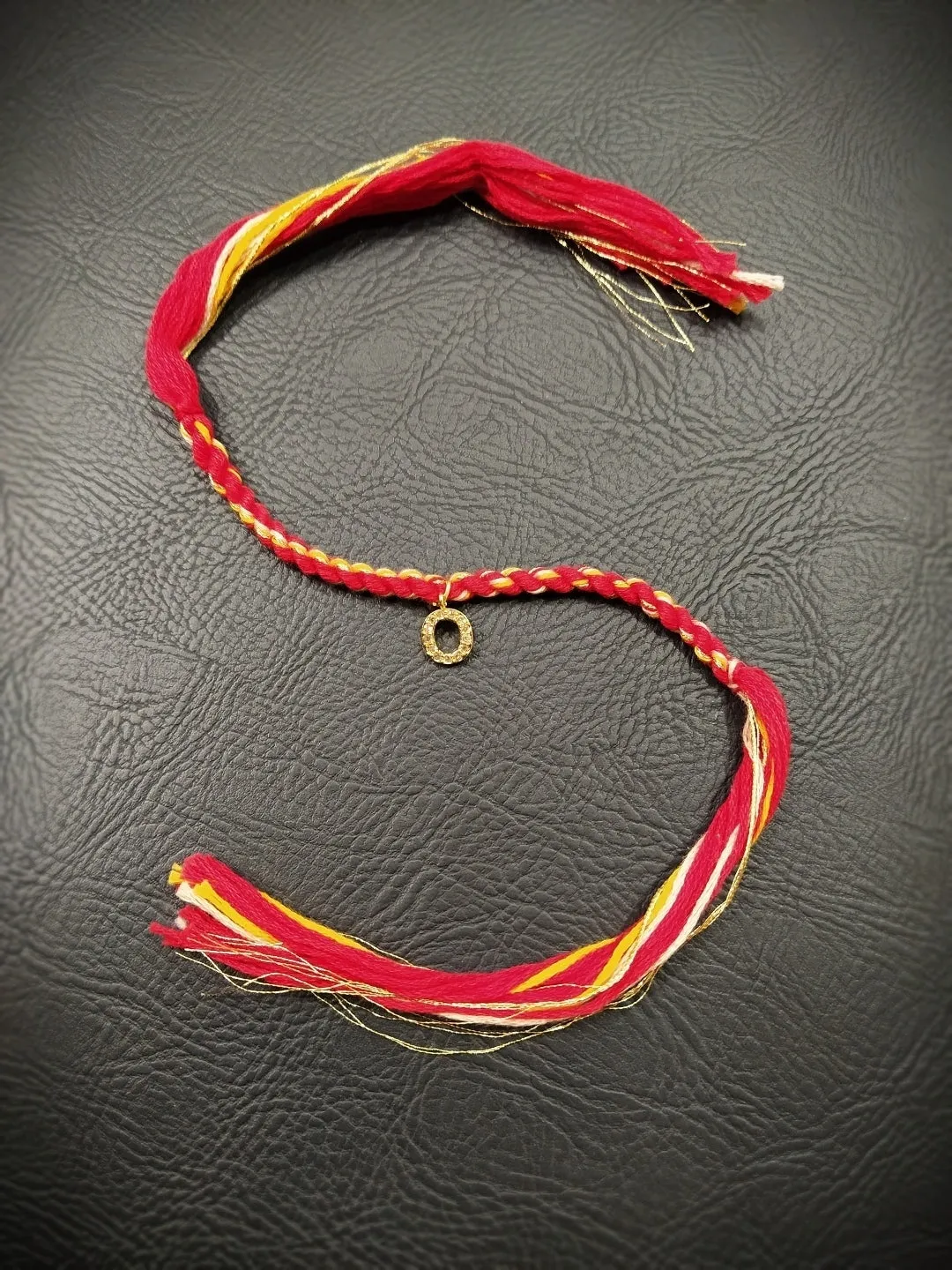 Small Letter Name Rakhi Designs Personalized Alphabet AD Gold Plated Customized Pendant Raksha Bandhan