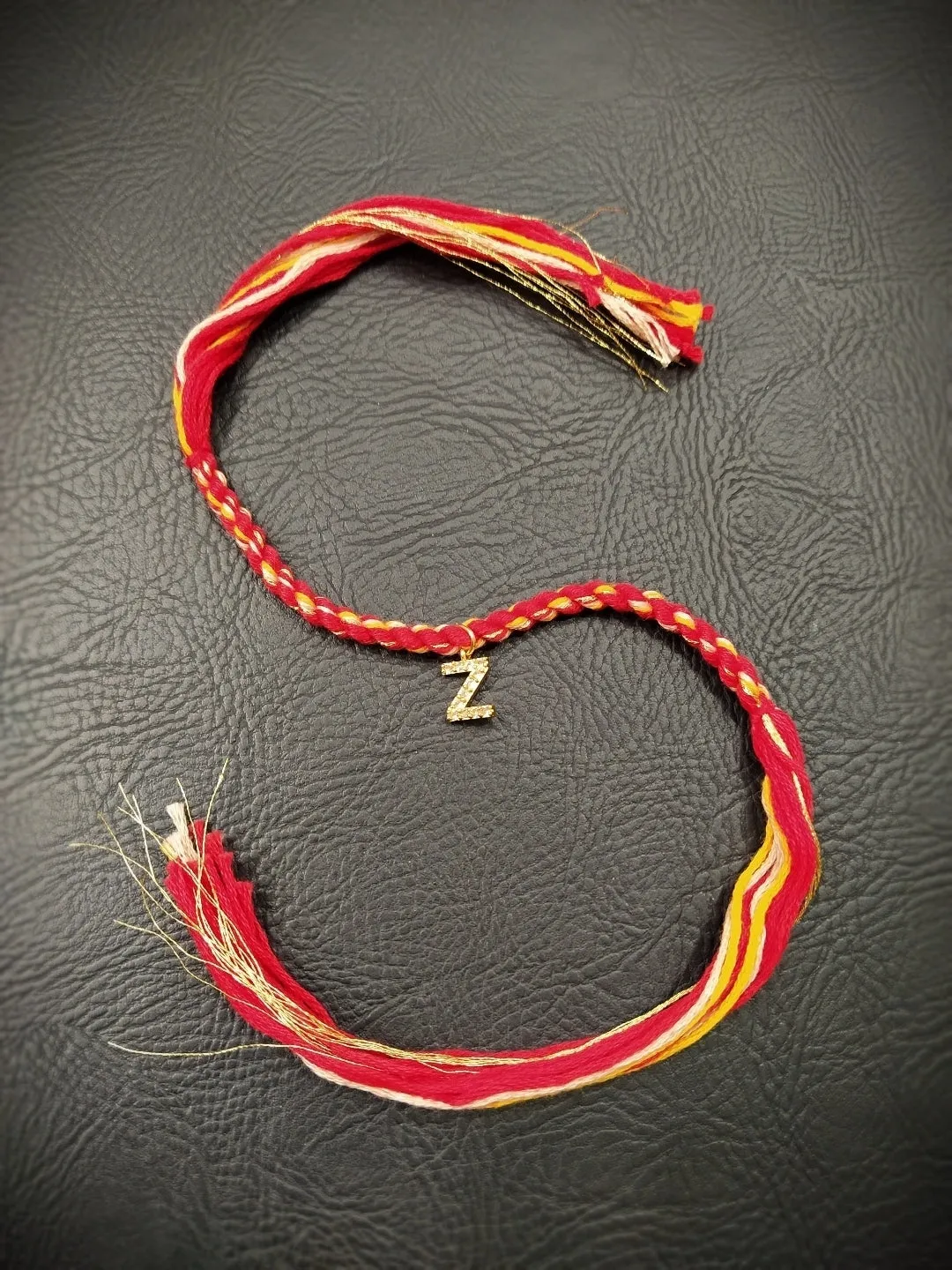 Small Letter Name Rakhi Designs Personalized Alphabet AD Gold Plated Customized Pendant Raksha Bandhan