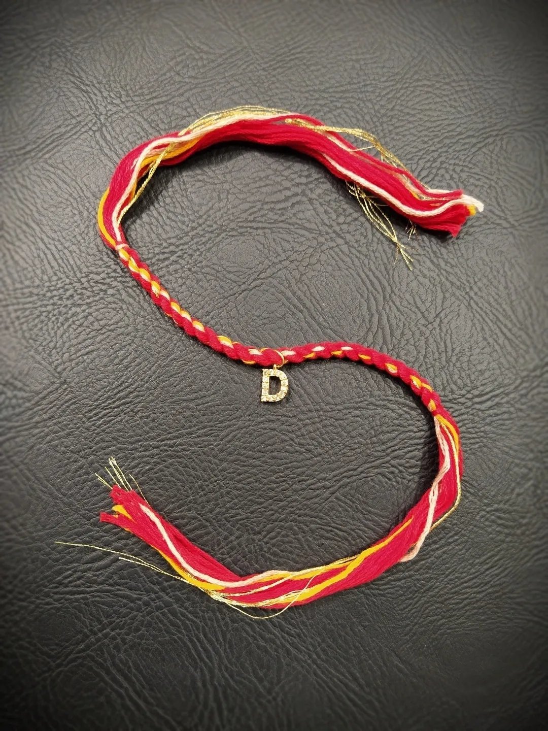 Small Letter Name Rakhi Designs Personalized Alphabet AD Gold Plated Customized Pendant Raksha Bandhan