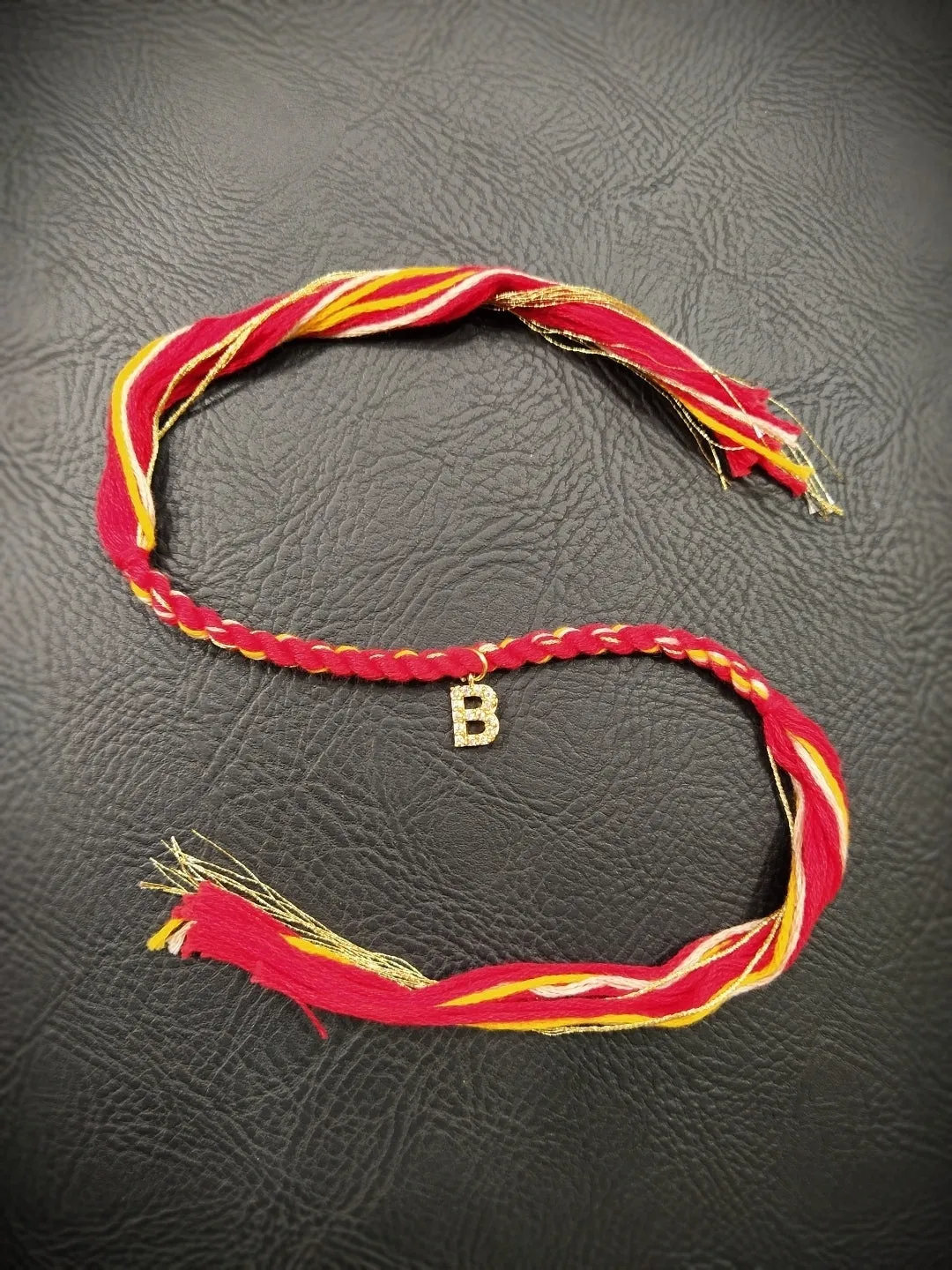 Small Letter Name Rakhi Designs Personalized Alphabet AD Gold Plated Customized Pendant Raksha Bandhan