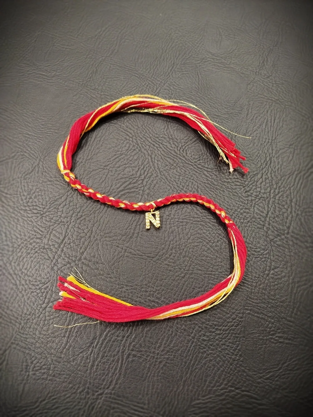 Small Letter Name Rakhi Designs Personalized Alphabet AD Gold Plated Customized Pendant Raksha Bandhan