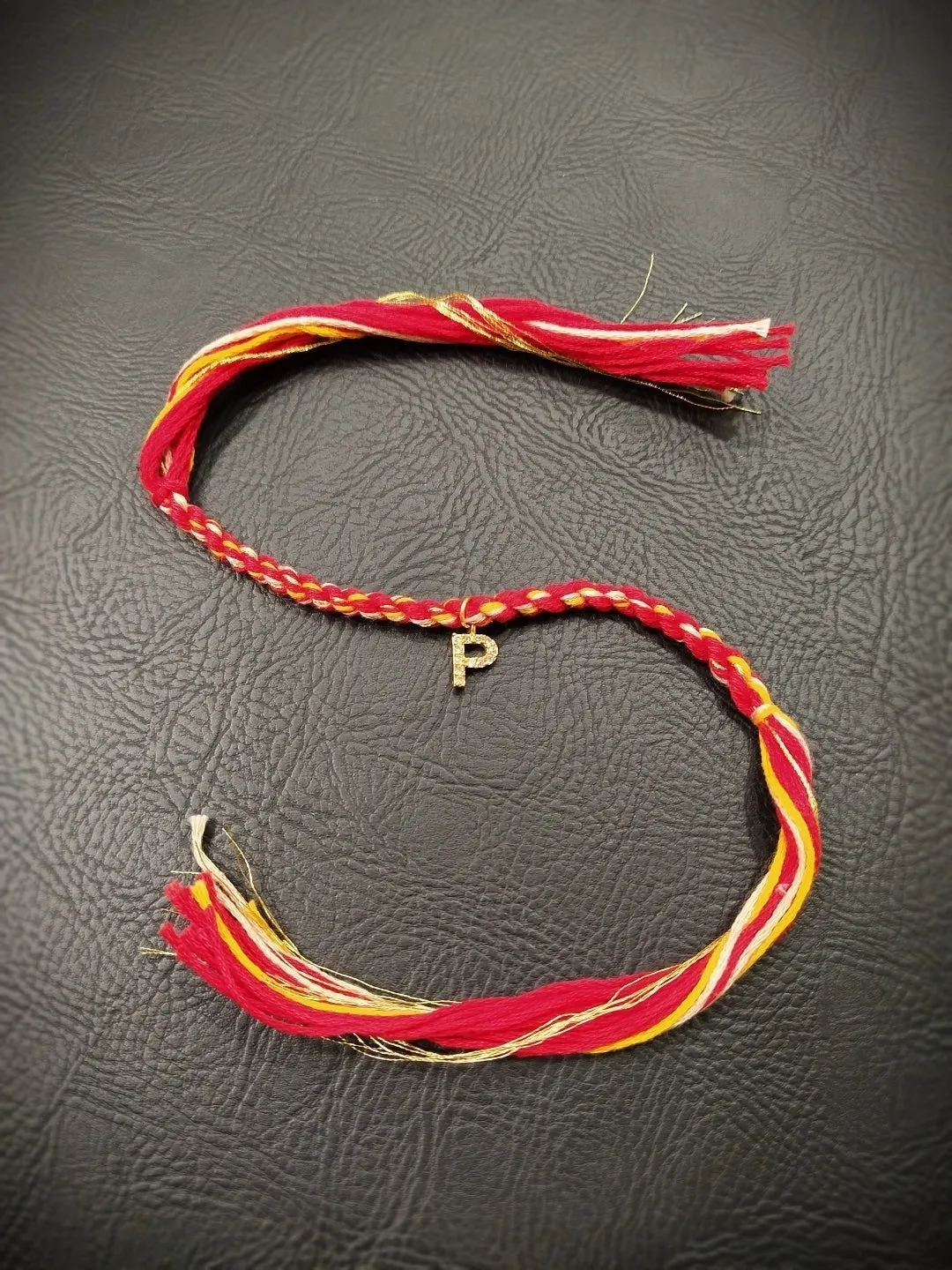 Small Letter Name Rakhi Designs Personalized Alphabet AD Gold Plated Customized Pendant Raksha Bandhan
