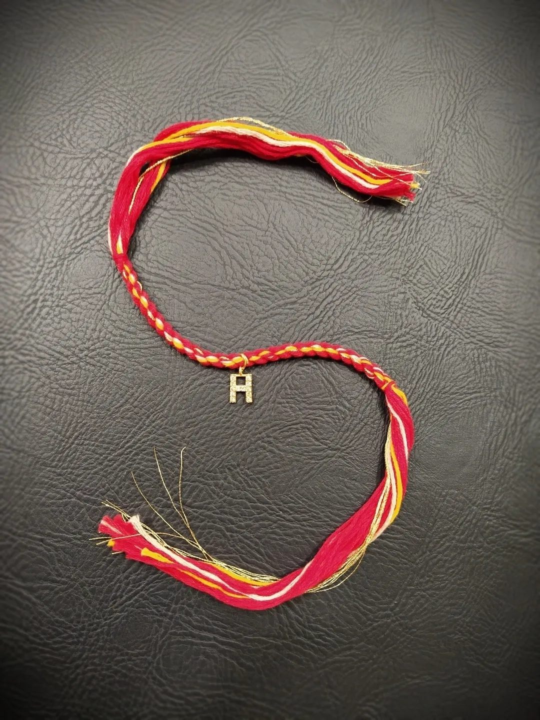Small Letter Name Rakhi Designs Personalized Alphabet AD Gold Plated Customized Pendant Raksha Bandhan