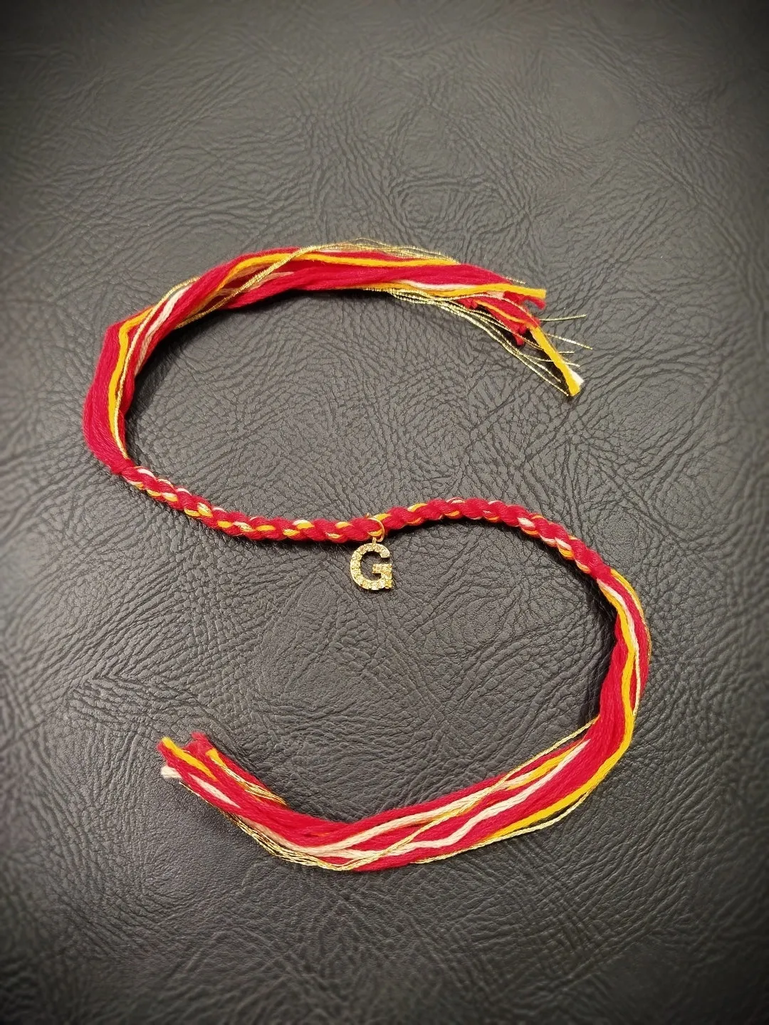 Small Letter Name Rakhi Designs Personalized Alphabet AD Gold Plated Customized Pendant Raksha Bandhan