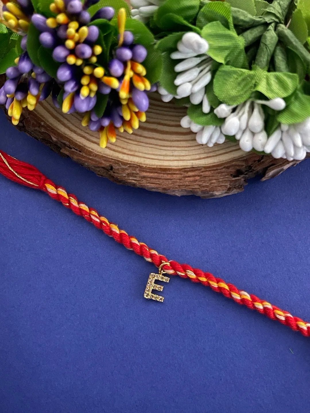 Small Letter Name Rakhi Designs Personalized Alphabet AD Gold Plated Customized Pendant Raksha Bandhan