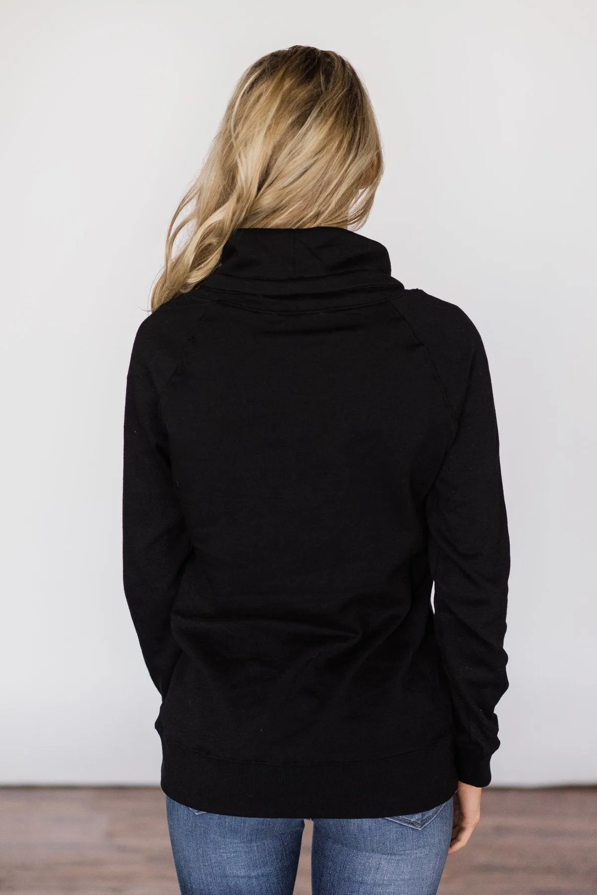 Solid Black Cowl Neck Top