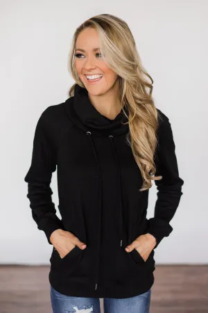 Solid Black Cowl Neck Top