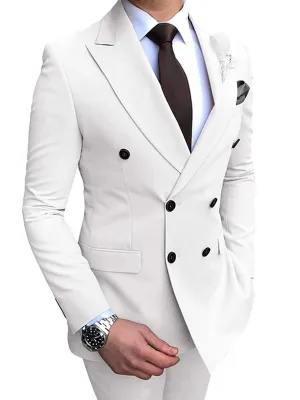 Solid Color Professional 2 Pieces Men's Slim Business Formal Wear Suits
