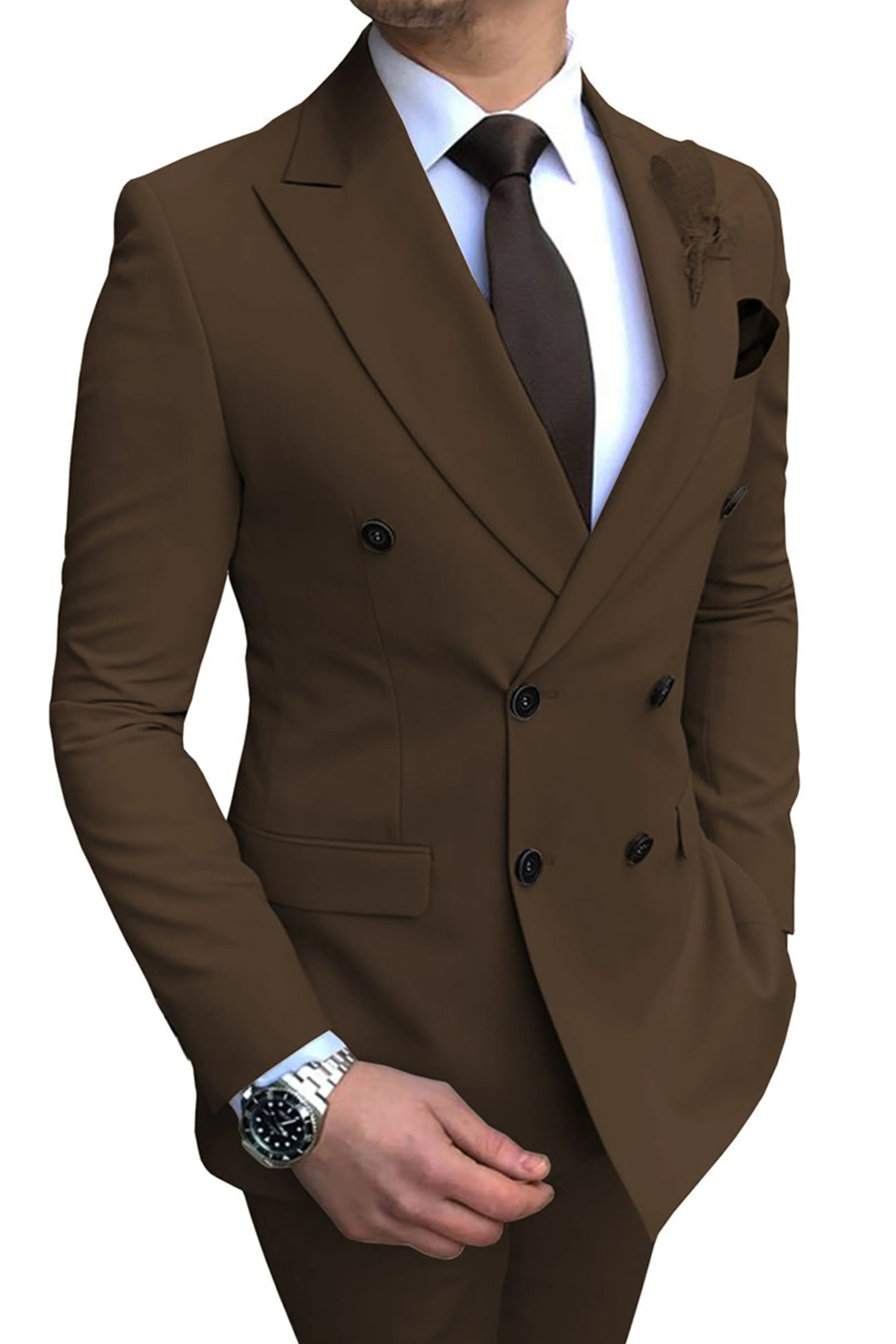 Solid Color Professional 2 Pieces Men's Slim Business Formal Wear Suits