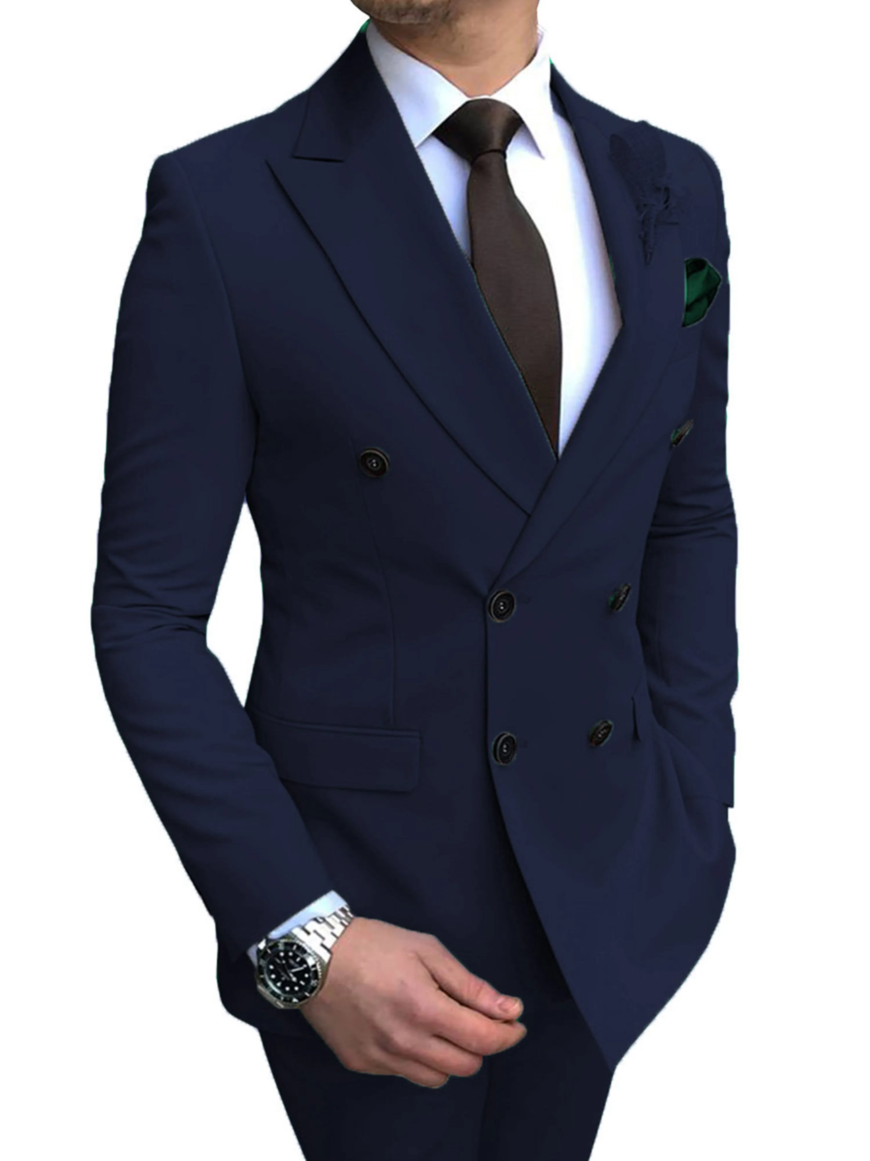 Solid Color Professional 2 Pieces Men's Slim Business Formal Wear Suits