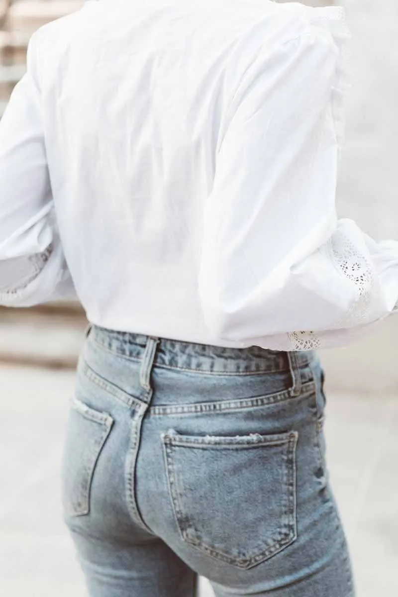 Solid Color Sexy V-Neck Low-Cut Lace Tops