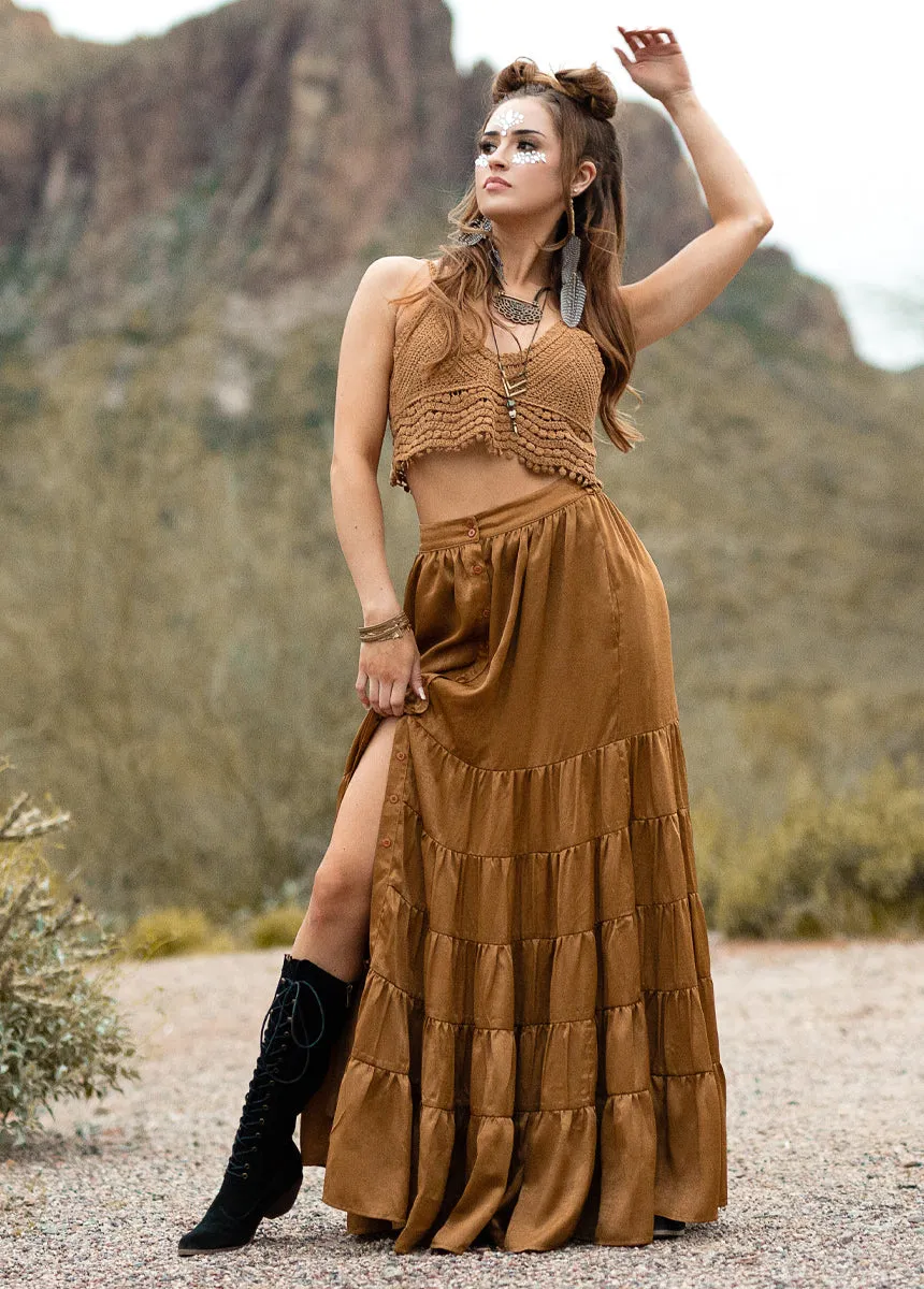 Sonnet Crochet Top in Tarnished Gold