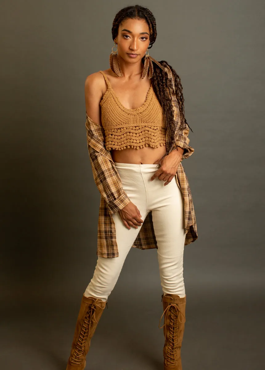 Sonnet Crochet Top in Tarnished Gold