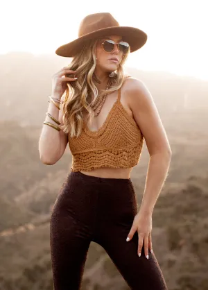 Sonnet Crochet Top in Tarnished Gold