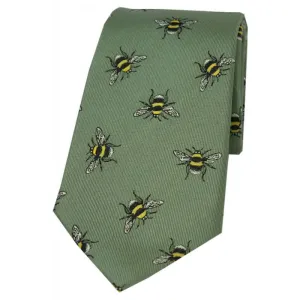 SOPRANO Bumble Bee Luxury Silk Tie - Sage Green