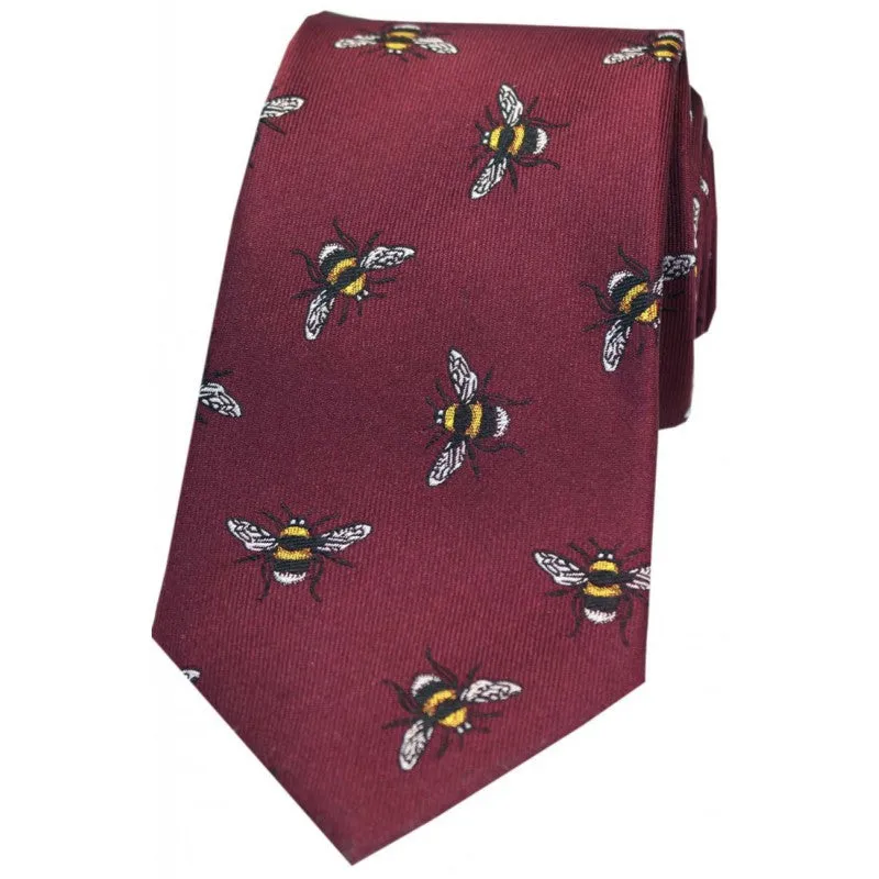 SOPRANO Bumble Bee Luxury Silk Tie - Wine