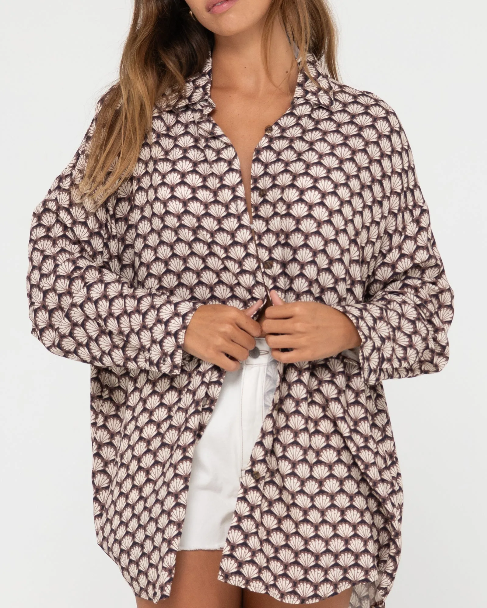Sorrento Printed Oversized Long Sleeve Shirt