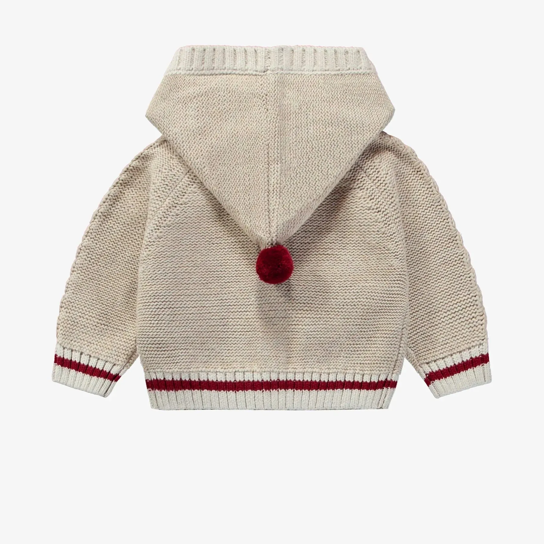 Souris Mini Baby Braided Knit Sweater w/Hood - Beige