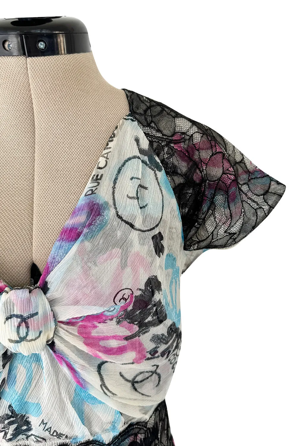 Spectacular Cruise 2007 Chanel by Karl Lagerfeld Chanel Print Silk Chiffon Dress