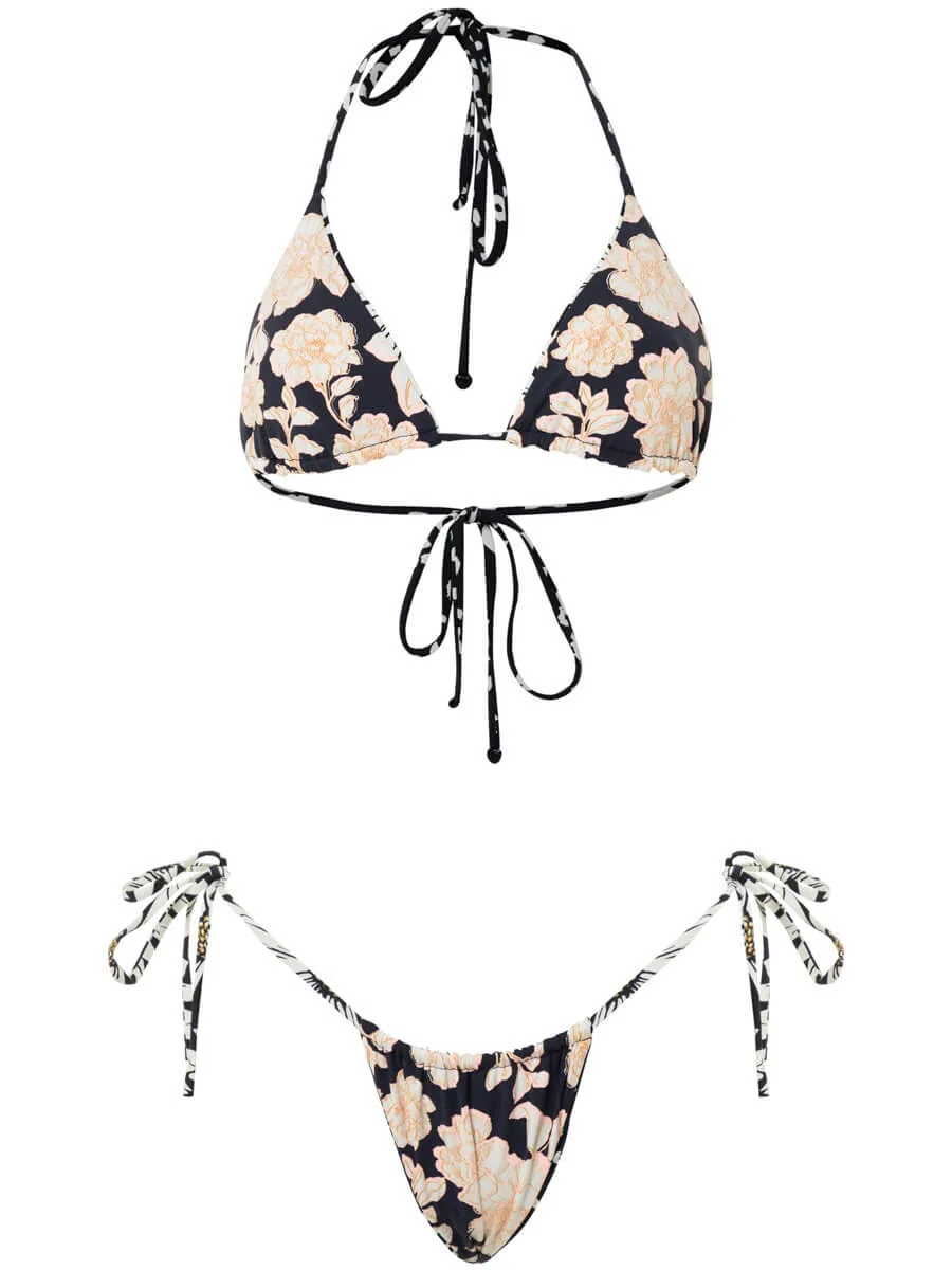 Splashy Tie Side Cheeky Bottom in Ink Cheeta
