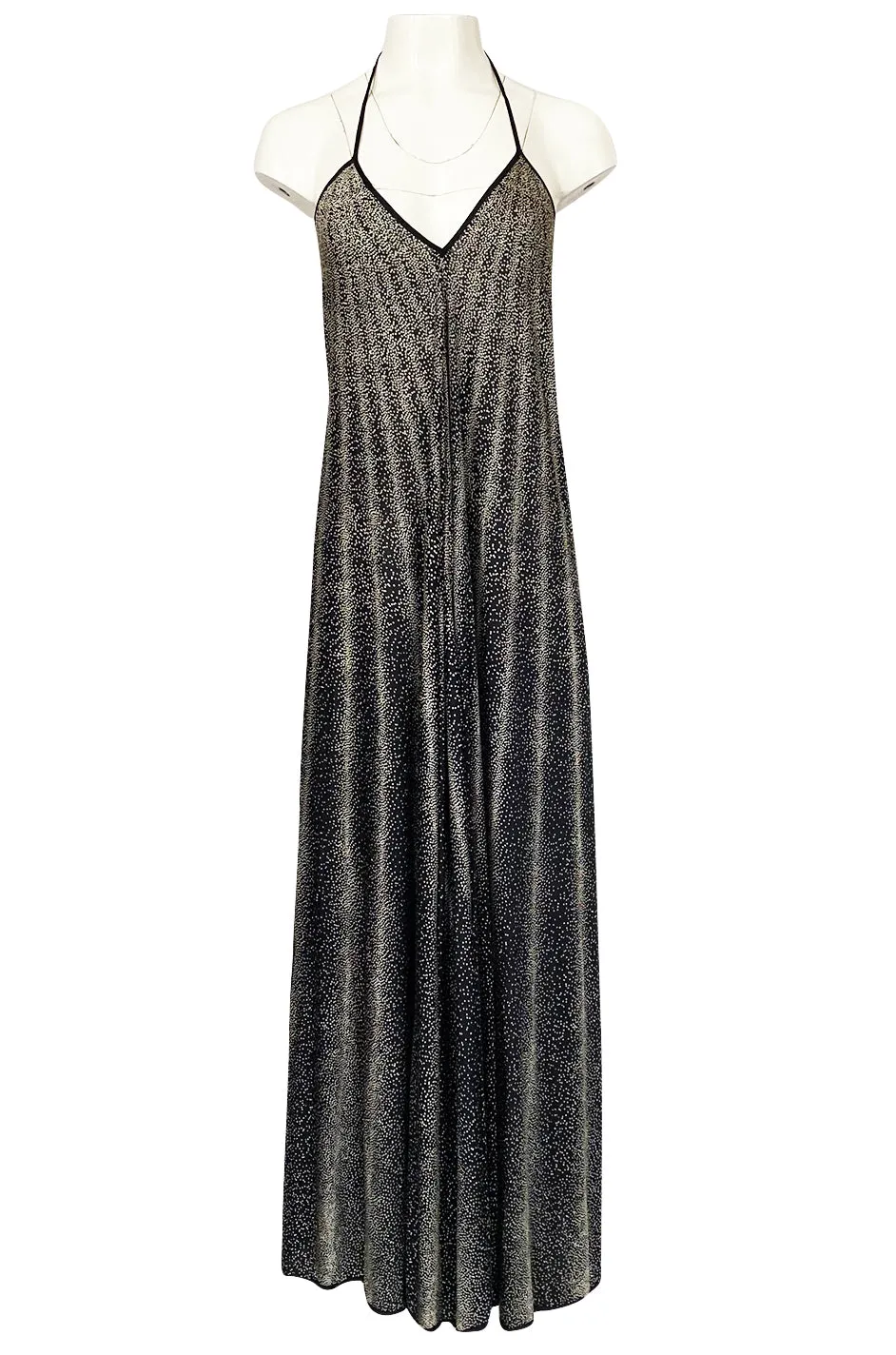 Spring 1976 Missoni Black & White Dot Print Liquid Jersey Plunge Bare Back Dress