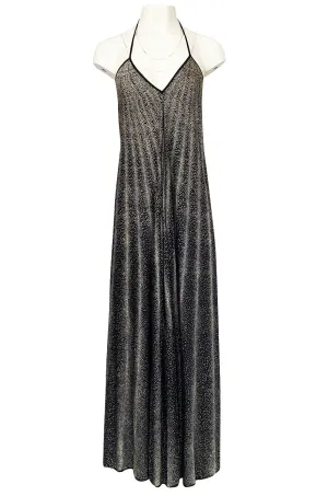 Spring 1976 Missoni Black & White Dot Print Liquid Jersey Plunge Bare Back Dress